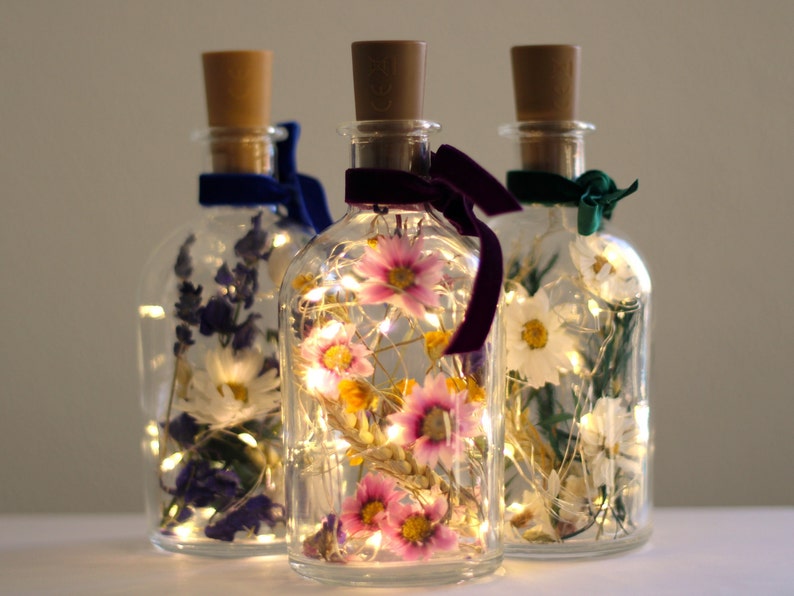 Dried flowers LED bottles image 1