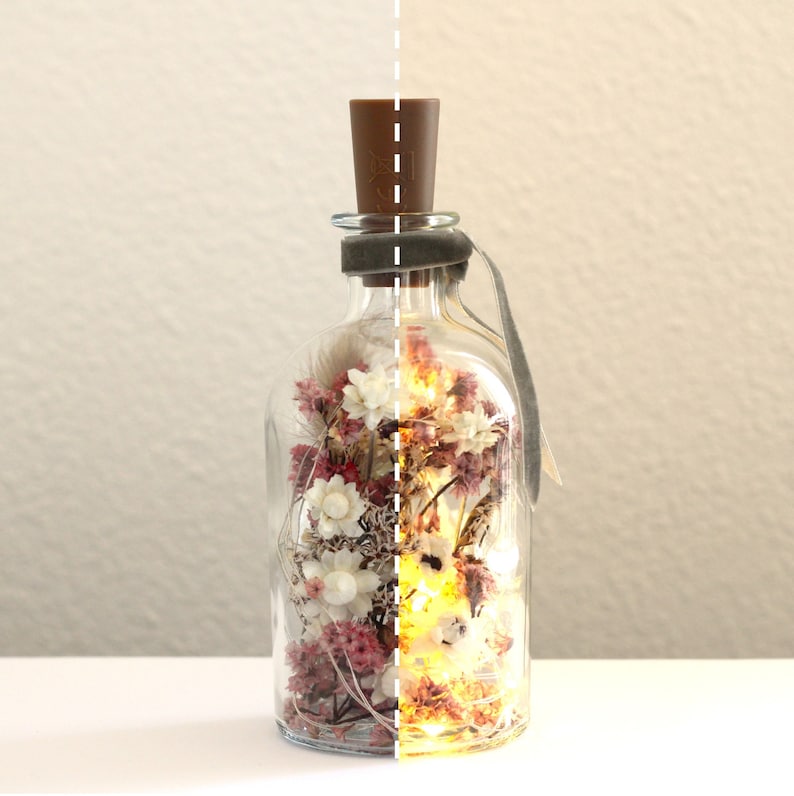 Dried flowers LED bottles Zen Garden