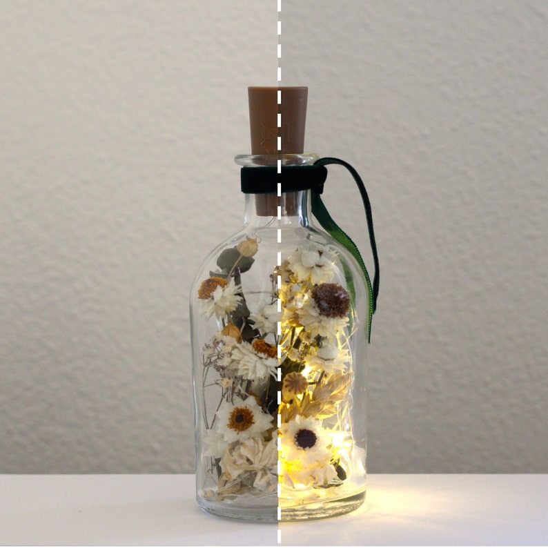 Dried flowers LED bottles Eukalyptus