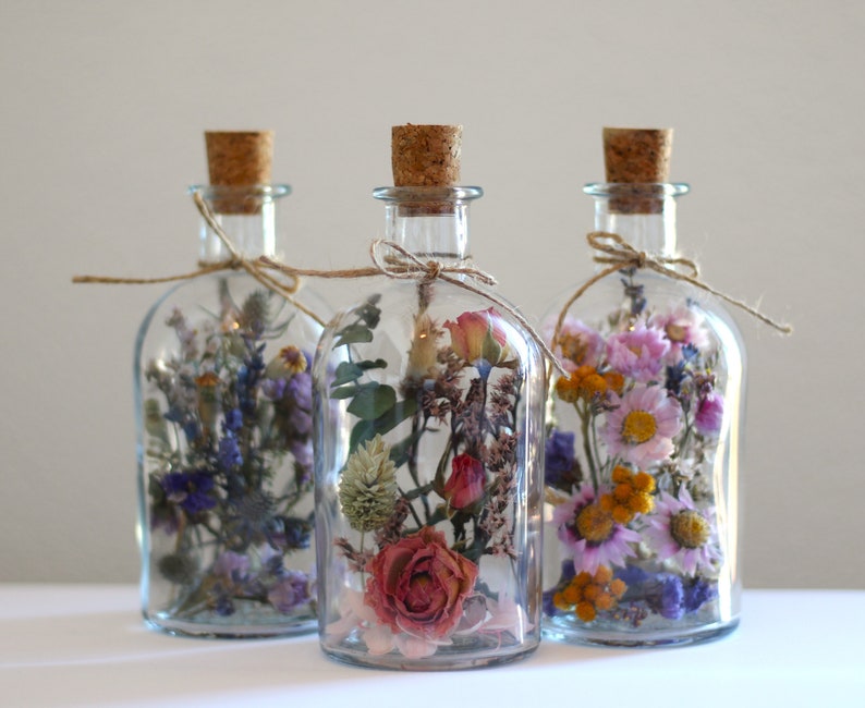 Trockenblumen-Flaschen einzeln 14cm Bild 1