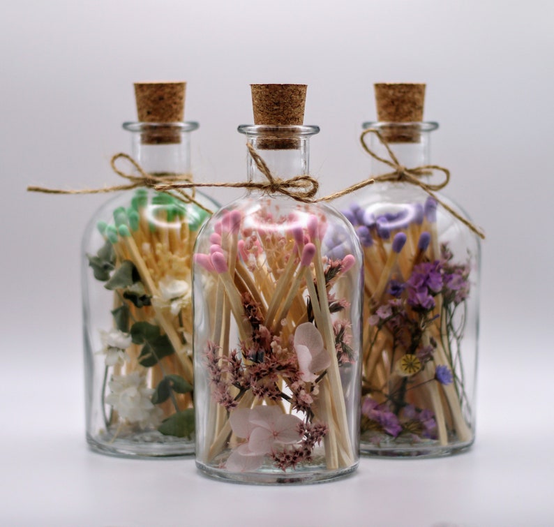 Trockenblumen-Flaschen einzeln 14cm Bild 2