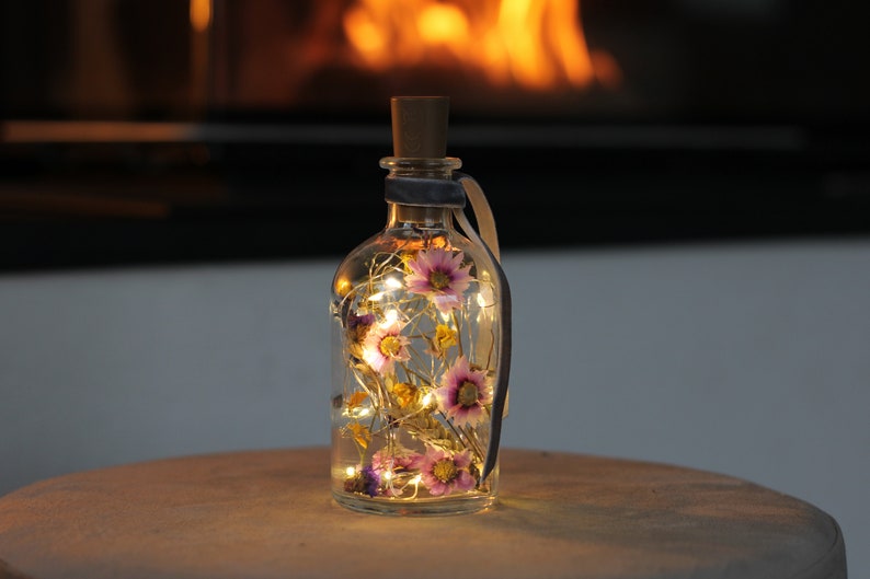 Trockenblumen LED Flaschen Farbkasten