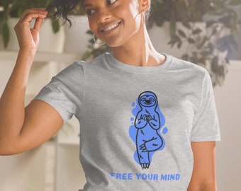 Camiseta de yoga, camisetas de yogui, camisa de yoga divertida, camisa de meditación, humano descendente, camisa yogui amante de los perros, ropa de yoga, camisa espiritual