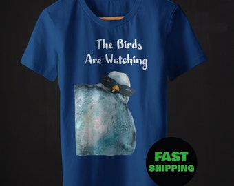 Los pájaros están mirando, los pájaros no son camiseta real, si vuela espías, camisa de observador de pájaros, camisa de conspiración de espías de pájaros divertidos