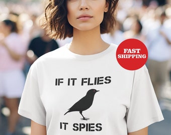 Si vuela, espía, los pájaros no son camiseta real, regalo para hombres y mujeres, camisa de observador de aves, camisa de conspiración de espías de pájaros divertidos, observación de aves