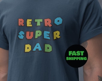 Retro Super Papa, Vatertag T, Geschenk für Vater, Super Daddio T-Shirt, Mohn Vatertag Shirt, Lustiges Vatertagsshirt, Geschenk für Gamer Papa