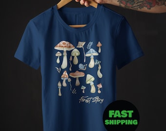 Mushroom Shirt Vintage, Forest Story Unisex Shirt, Christmas Mushroom Shirt, Botanical Shirt, Nature Lover Mushroom Tee, Mushroom Shirt