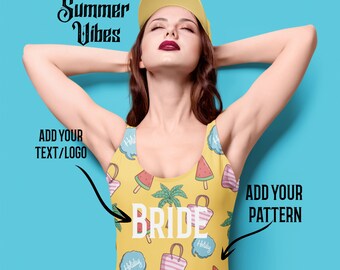 Angepasster einteiliger Badeanzug, benutzerdefinierter Badeanzug, benutzerdefinierte Badeanzüge, Braut Squad Bachelorette Badeanzüge, All-Over-Print einteiliger Badeanzug