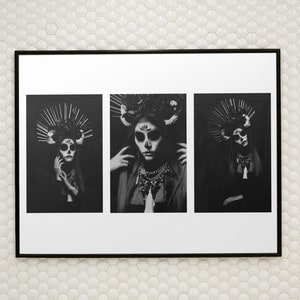 Black and White Skull woman Printable art.