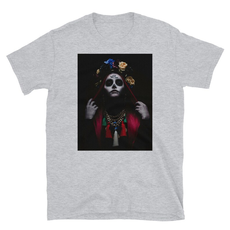 MEXICAN STYLE SHIRT, Skull Print Shirts, Skull With Roses, Skull Woman ...