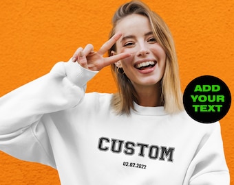 Custom Embroidered Varsity Crewneck, Embroidery Crewneck, Custom Embroidery, Personalized Sweatshirt, Embroidery Sweatshirt, University