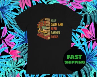 Restez calme et lisez des livres interdits, Club de livres interdits, T-shirt pour les amoureux des livres, Cadeau de bibliothécaire, Je suis avec le t-shirt interdit, Lire des livres interdits cadeau,