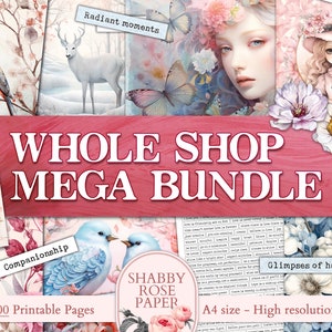 WHOLE SHOP BUNDLE - Digital junk journal kit. Junk journal supplies. Jane Austen Printable scrapbooking elements. Antique paper ephemera