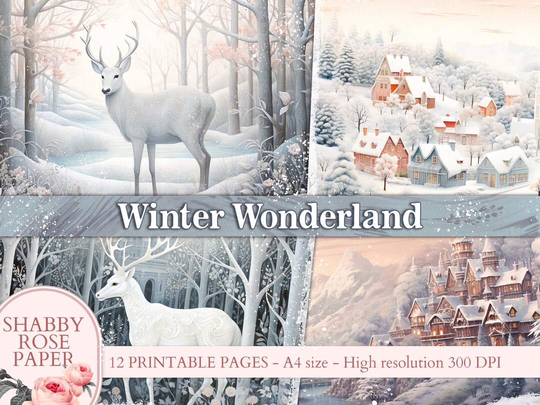 Winter Wonderland Junk Journal Pages, Winter Kit, Winter Paper Collage ...