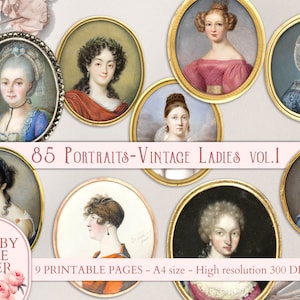 Retratos de mulheres vintage. Páginas de diário inúteis. Papel Digital. Diário, álbum de recortes, colagem. Coisas efêmeras vintage. Kit Efêmera. Diário para impressão
