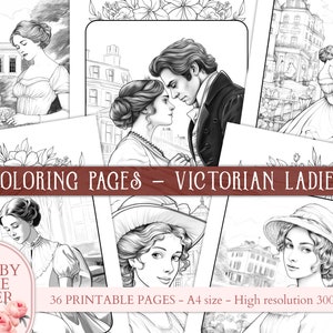 18 Coloring Pages. Victorian Ladies coloring book. Vintage fashion coloring. Victorian ephemera. Adult coloring book. DIGITAL DOWNLOAD