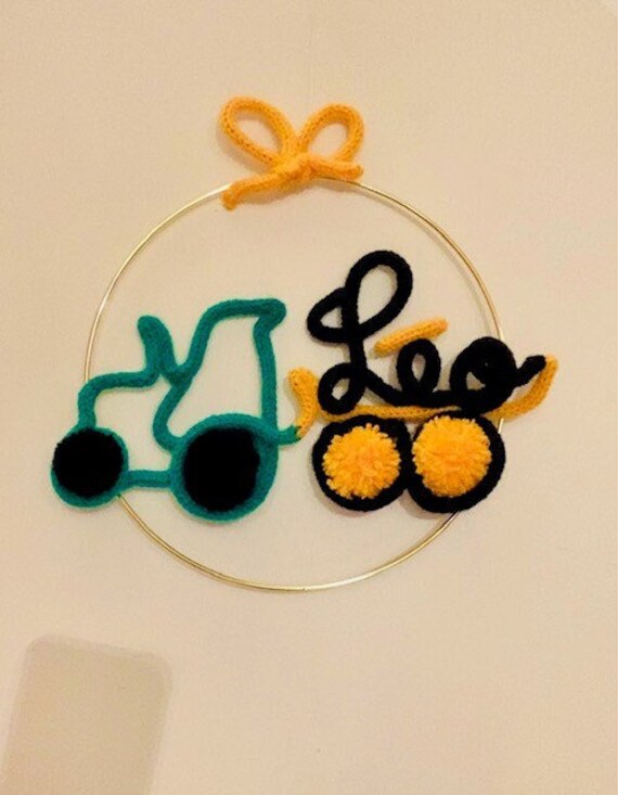 Décoration Murale à Accrocher Tracteur Prénom