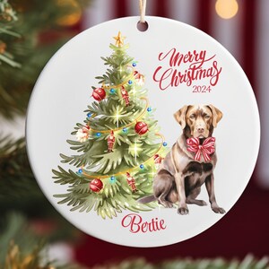 Chocolate Labrador Christmas Ornament, Custom Chocolate Lab Tree Decoration, Personalized Labrador Mom Gift, Gift For Dog Owner,Dog Keepsake