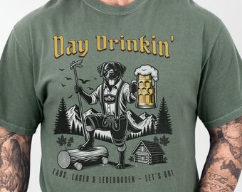 Black Labrador Day Drinking Shirt, Oktoberfest Beer Black Lab Tshirt, October Fall Beer Festival Tee, Funny Black Lab Dog Lover Prost Tee