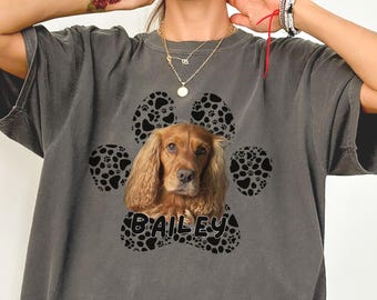 Custom Photo Pet Comfort Colors Shirt, Custom Dog Face Shirt, Pet Photo And Name Personalized Gift, Remembrance Gift, Custom Bootleg Shirt