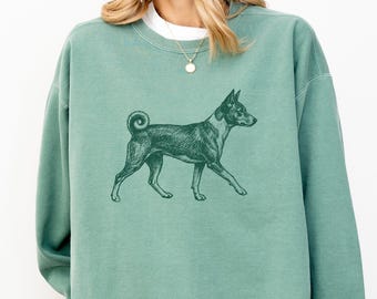 Basenji Abstract Line Art Sweatshirt, Minimalist Scribble Basenji Shirt, Modern Sketch Congo Dog Sweater, Artsy Dog Mom Gift