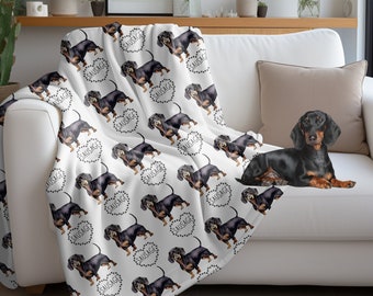 Personalized Dachshund Name Blanket, Custom Doxie Name Pet Blanket Throw, Gift For Dachshund Dog Lover, New Puppy Dog Mom Gift Doxie Lover