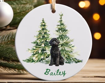 Black Golden Doodle Christmas Ornament, Custom Goldendoodle Name Tree Decoration, Personalized Doodle Dog Mom Gift, Dog Owner Keepsake Gift