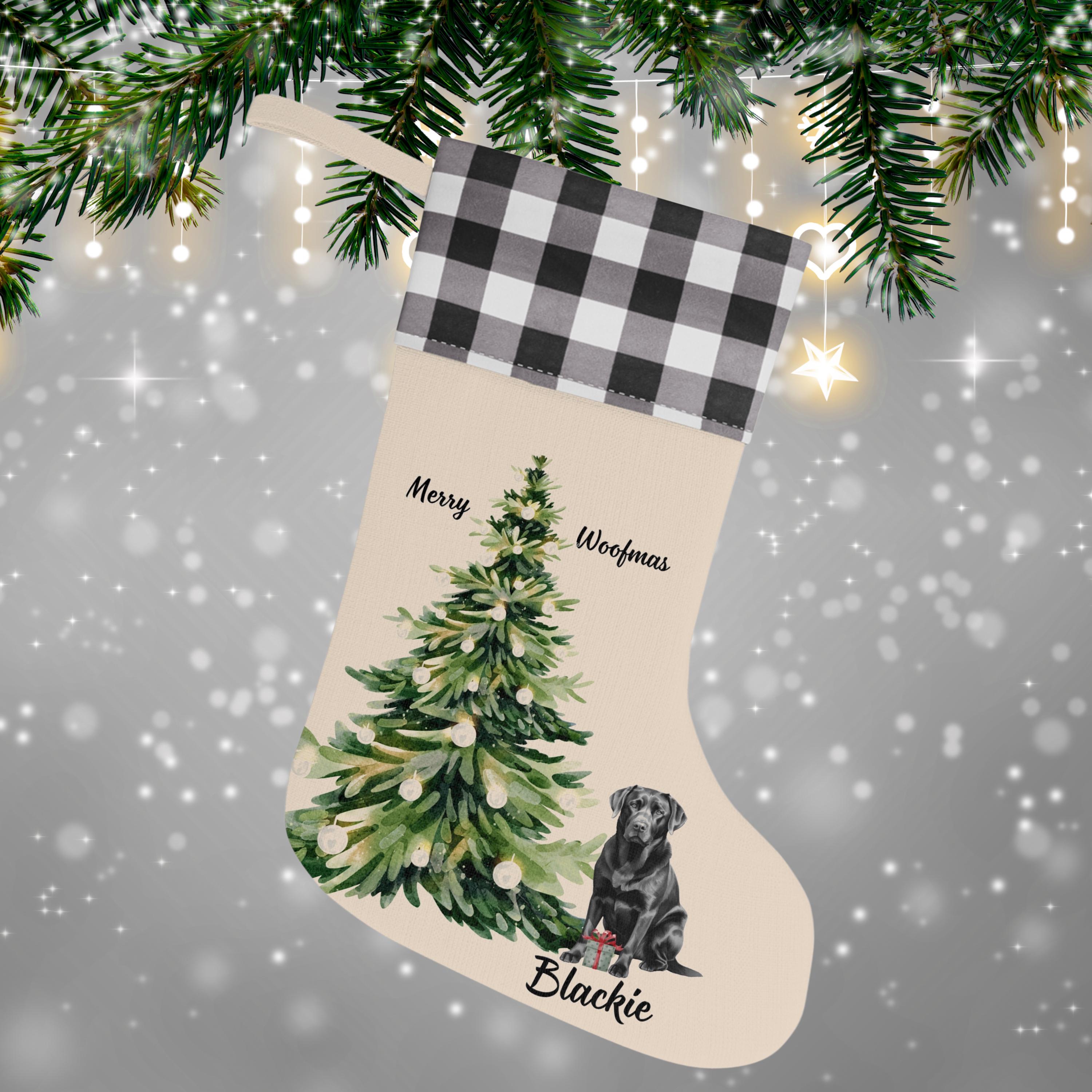 Yellow Lab Stocking Personalized Black Labrador Dog Christmas Stocking, Custom Pet Name ...