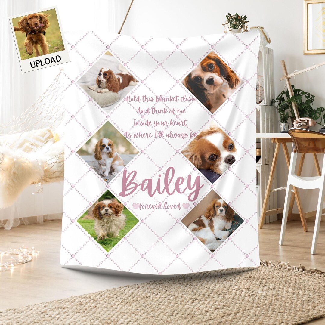 Dog Picture Blanket With Text, Memorial Pet Photo Loss Keepsake Gift ...