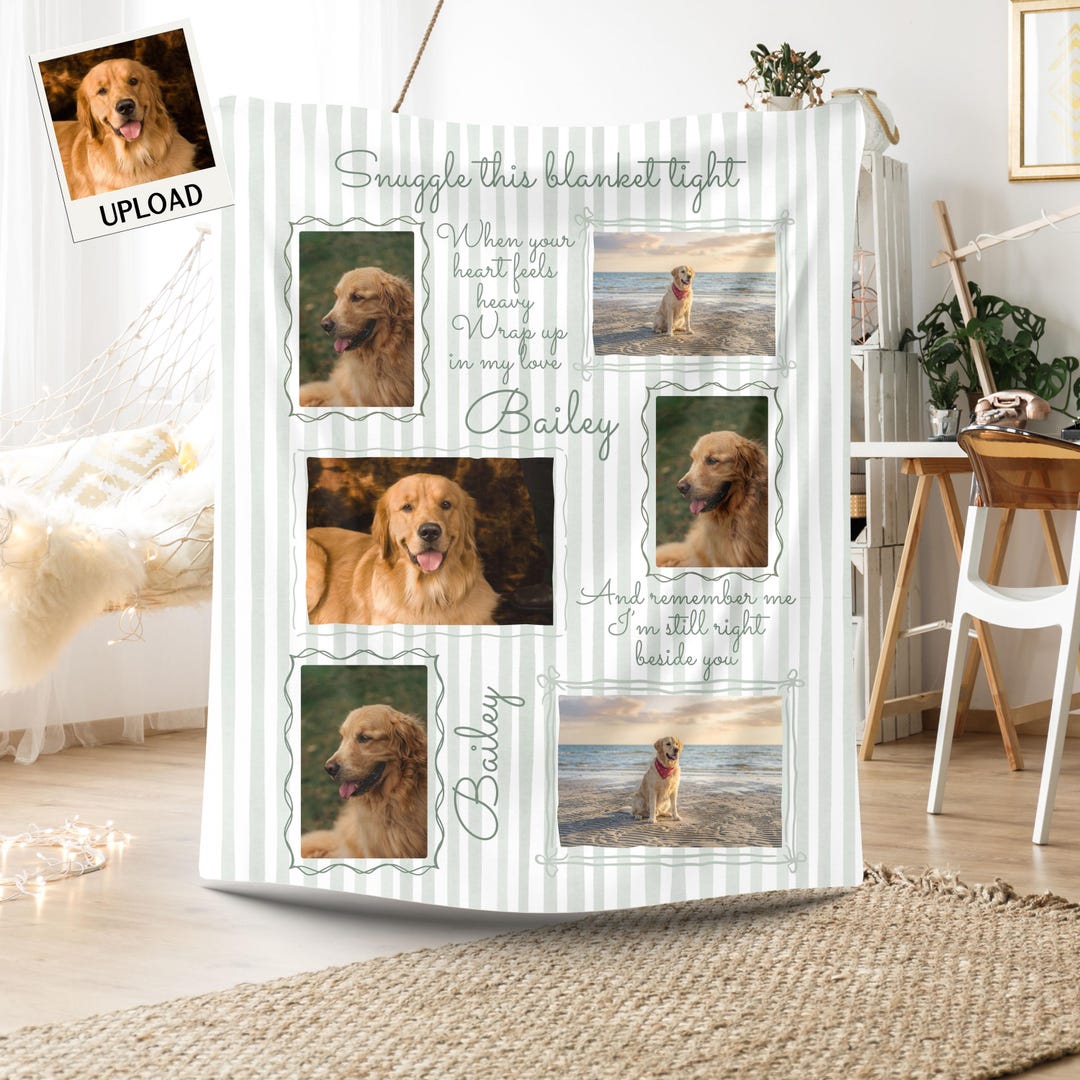 Dog Picture Blanket With Text, Memorial Pet Photo Loss Keepsake Gift ...