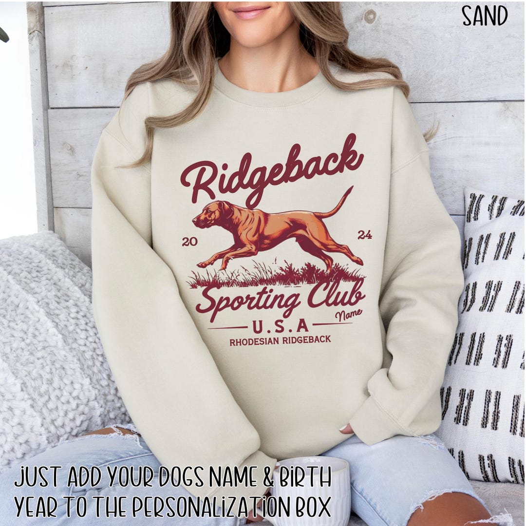 Rhodesian Ridgeback Sweatshirt, Personalized Ridgeback Vintage Sporting ...