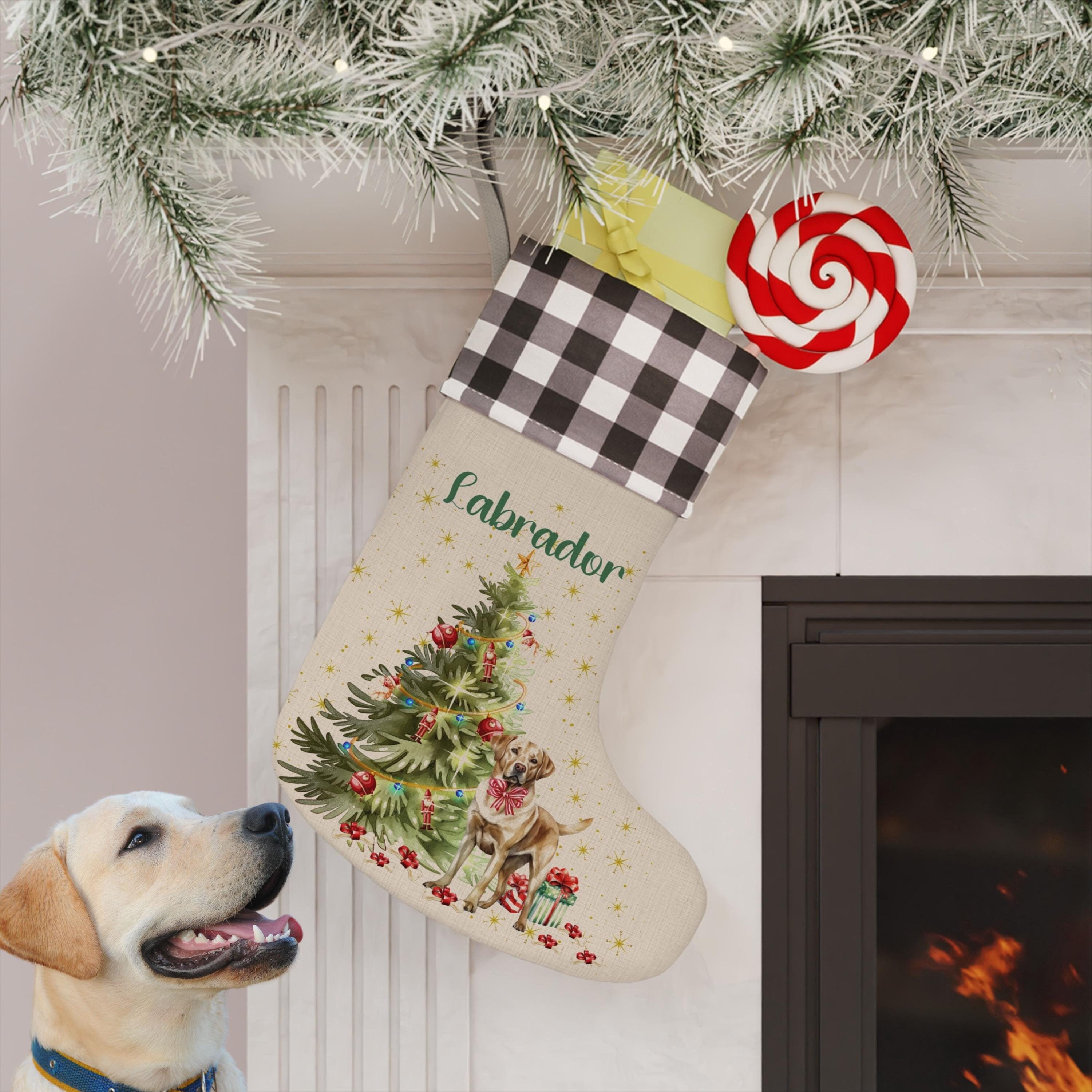 Labrador Dog Christmas Stocking, Custom Dog Stocking, Personalized
