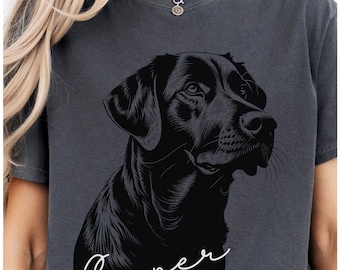 Black Labrador Shirt, Custom Black Lab Dog Name Comfort Colors Shirt, Gift For Black Lab Retriever Lover, Labrador Dog Owner Gift