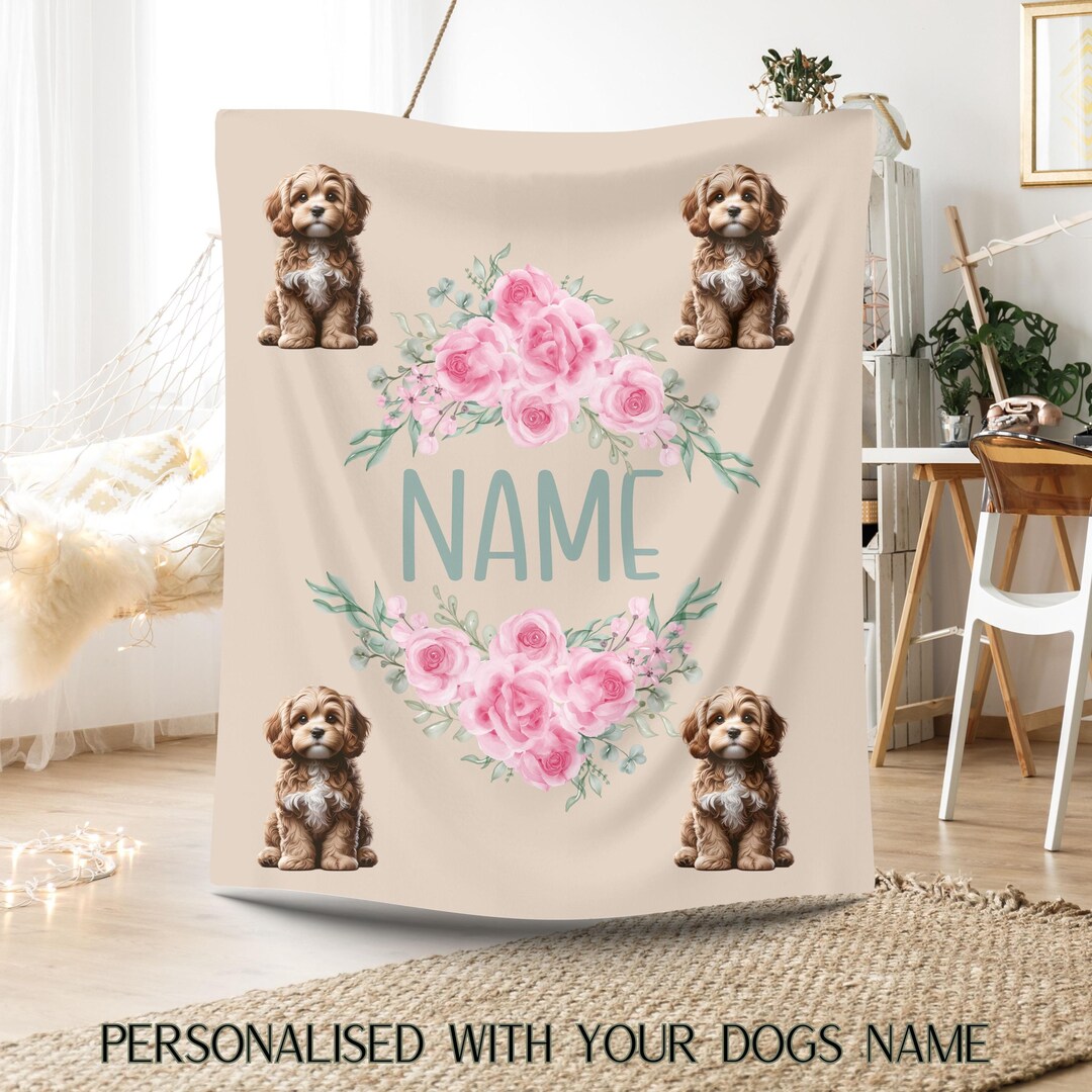 Personalized Cavapoo Dog Blanket, Custom Name Cavapoo Blanket, Plush ...