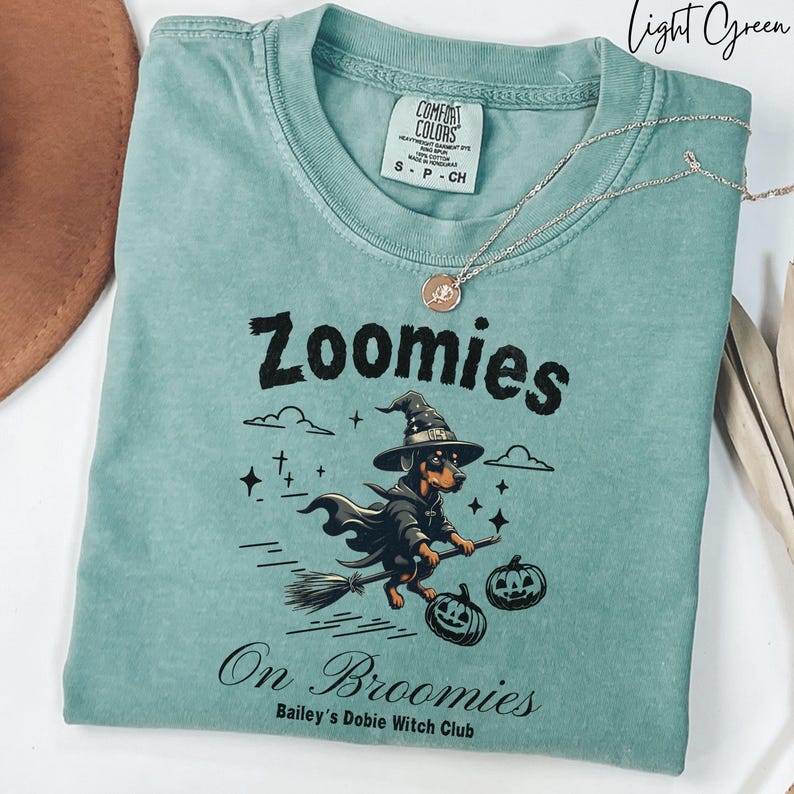 Doberman Halloween Shirt, Custom Doberman Pinscher Dog Zoomies Witch ...