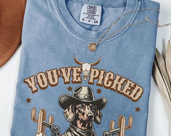 Dachshund Shirt , Weiner Funny Cowboy Western Shirt, Wiener Mama Crewneck Shirt, Comfort Colors® Dogs Tee, Sausage Doxie Dog Lover Gift