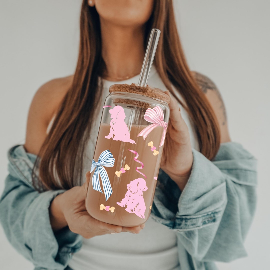 Cocker Spaniel Gift Cup, Pink Coquette Spaniel 16oz Beer Can Glass ...