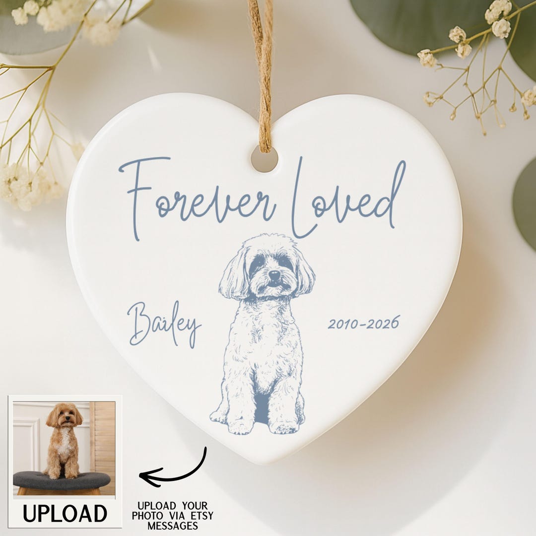 Personalized Pet Photo Memorial Ornament, Custom Dog Name Sympathy Gift ...
