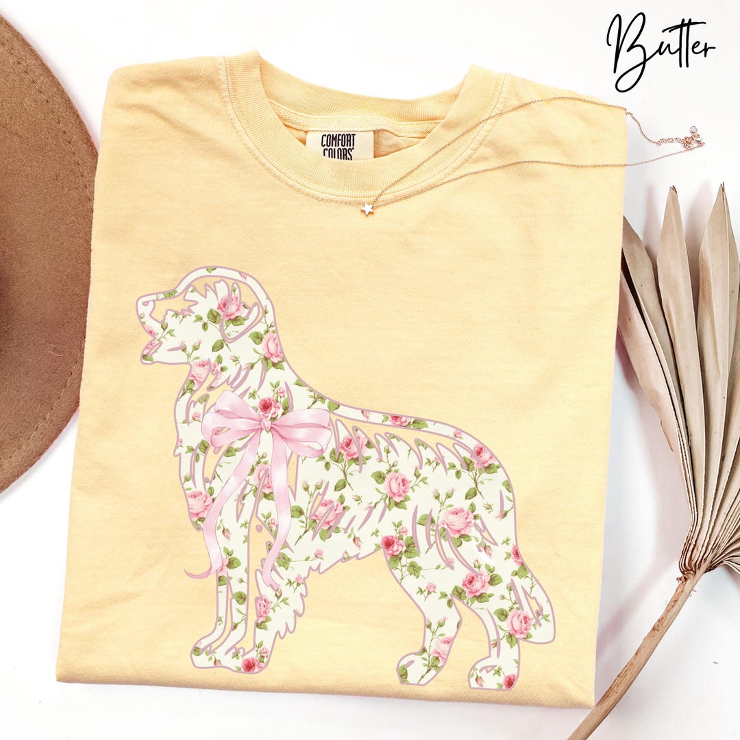 Golden Retriever Mom Comfort Colors Shirt, Golden Mom Floral Tshirt ...