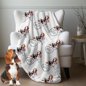 Basset Hound Name Blanket, Custom Basset Hound Dog Pet Blanket Throw, Personalized Gift For Dog Lover, New Puppy Dog Mom Gift Pet Lover