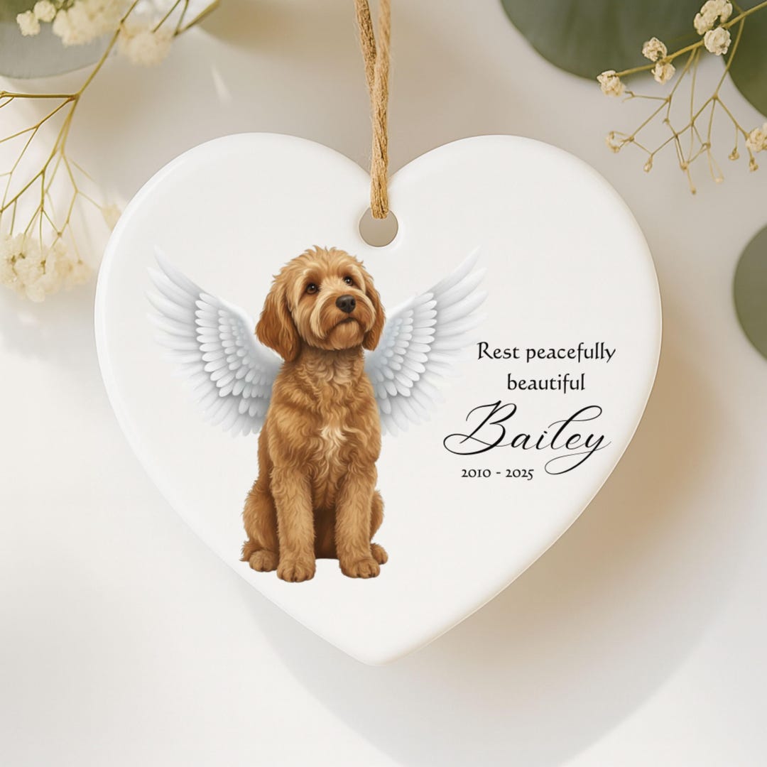 Goldendoodle Angel Pet Memorial Ornament, Custom Doodle Dog Name ...