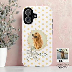 Custom Pet Photo Watercolor Phone Case, Personalized Dog Phonecase With Initials, Custom Face  iPhone Gift, Gift for Dog Lover