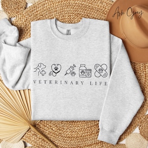 Veterinary Embroidered Sweatshirt, Veterinarian Doctor Gift, Vet Tech Nurse Sweater, Vet School Student,  Animal Doctor Vet Assistant Gift