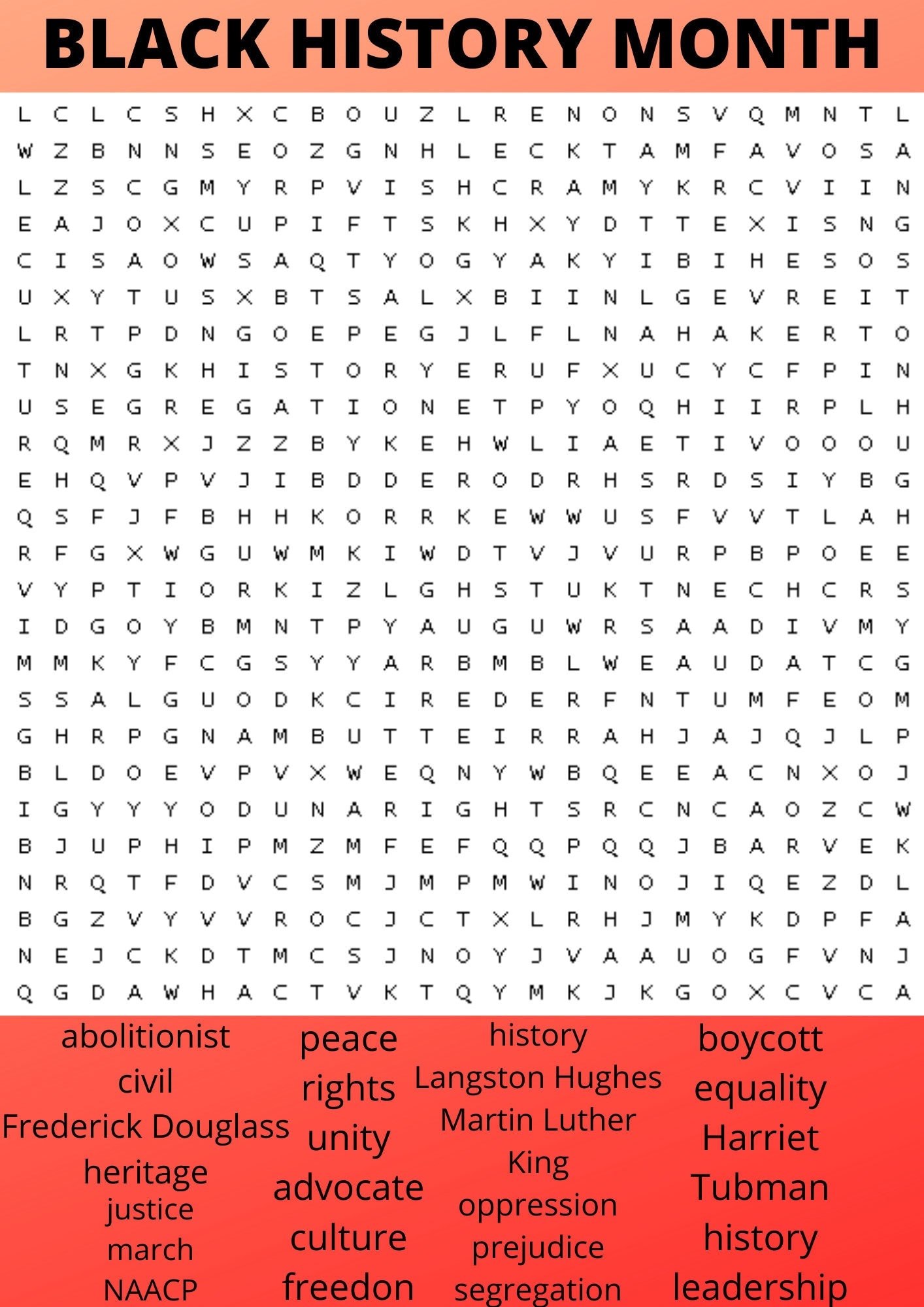Black History Month Word Search - Etsy
