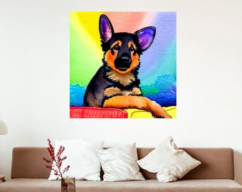 German Shepherd Print, German Shepherd Digital Download Wall Art, Digital Prints, Art Prints Download, German Shepherd Watercolour Painting