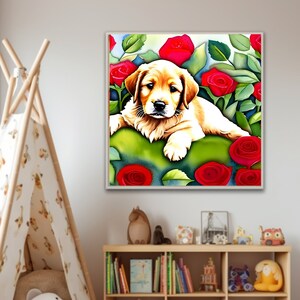 Watercolor Dog Prints Wall Art Golden Doodle Puppy Pet Posters, Girls Boys Teen Room Decor Custom Wall Art Watercolour Dog Posters Canine