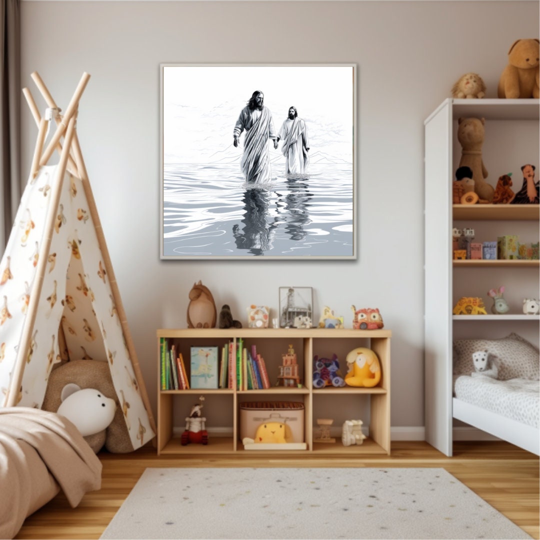 Walking on Water Peter and Jesus DIGITAL PRINT Jesus Art Bible - Etsy