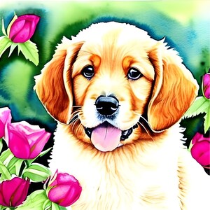 Watercolour Dog Prints Wall Art Golden Doodle Puppy Pet Posters, Girls Boys Teen Room Decor Custom Wall Art Watercolor Dog Posters Canine