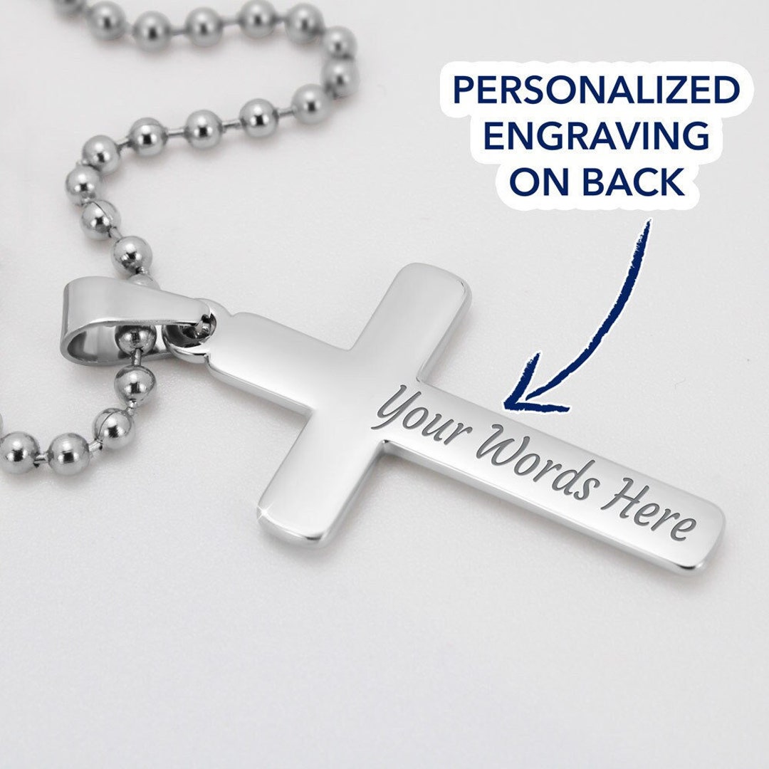 Personalized Engraved Cross Necklace, Custom Cross Necklace, Cross ...