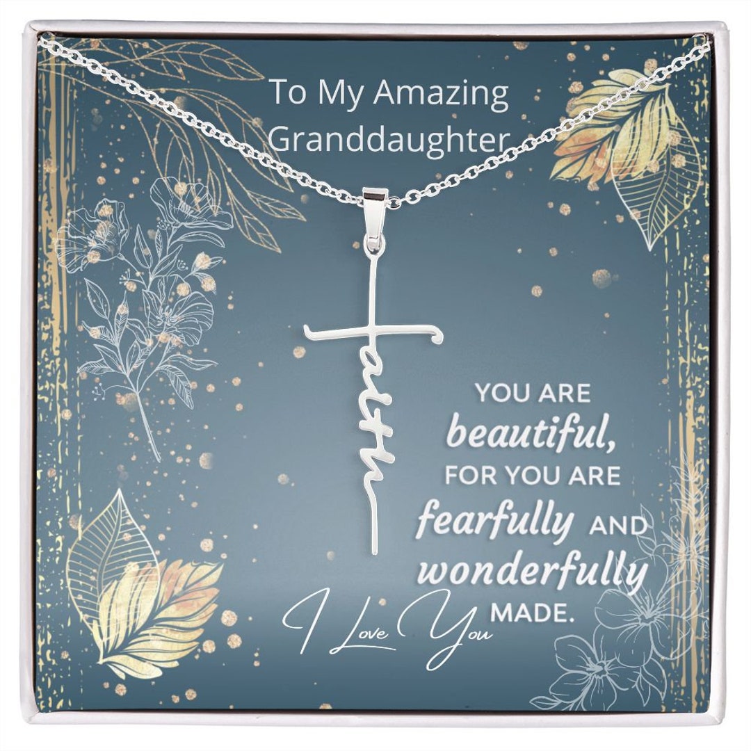 Womens Sterling White Gold Faith Cross Necklace Ready to Give Etsy